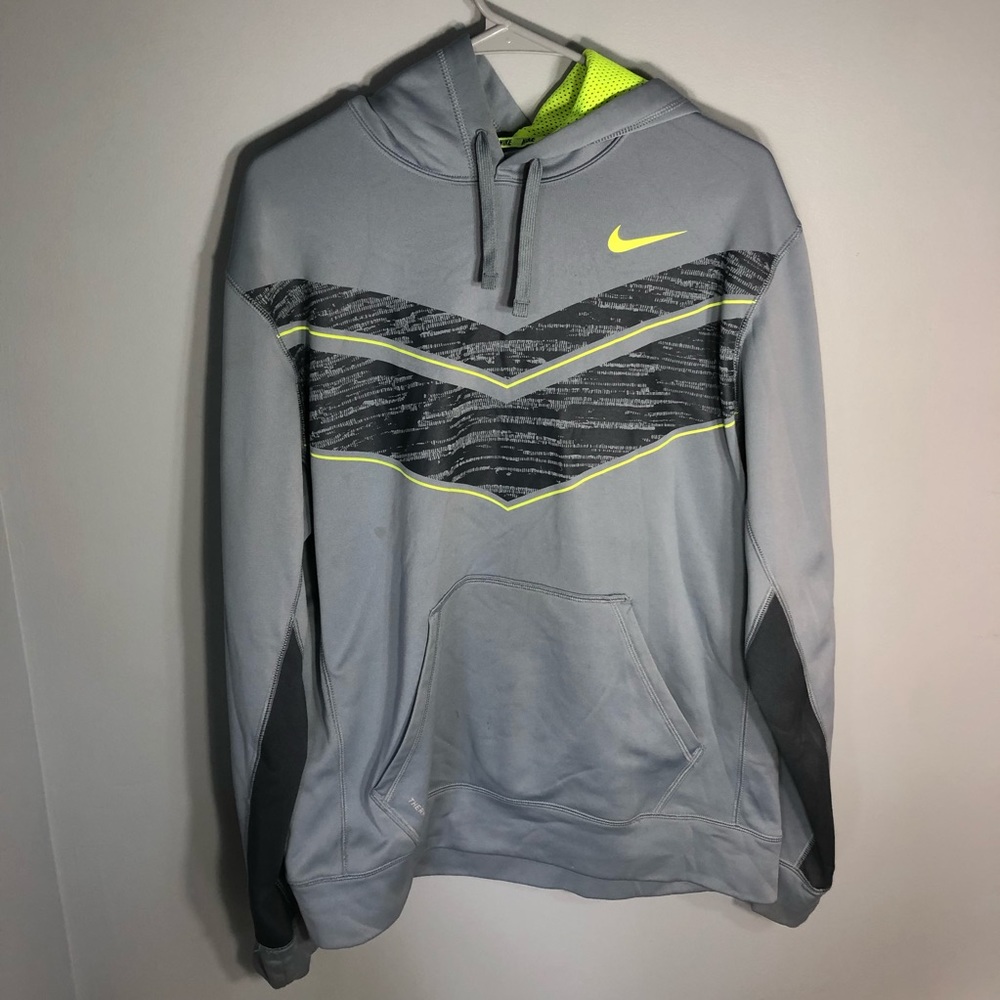 Gray and Neon Nike Sweatshirt - Hoodie